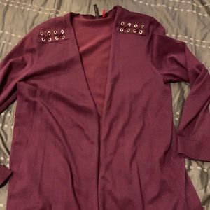 Burgundy knee length cardigan